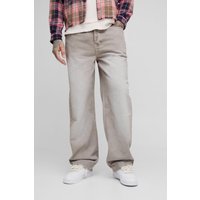 Tall lockere Jeans - Taupe - 34, Taupe von boohooman