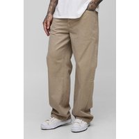 Tall lockere Jeans - washed khaki - 38, washed khaki von boohooman