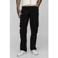 Tall lockere Hose mit Cargo-Taschen - Schwarz - 32, Schwarz von boohooman