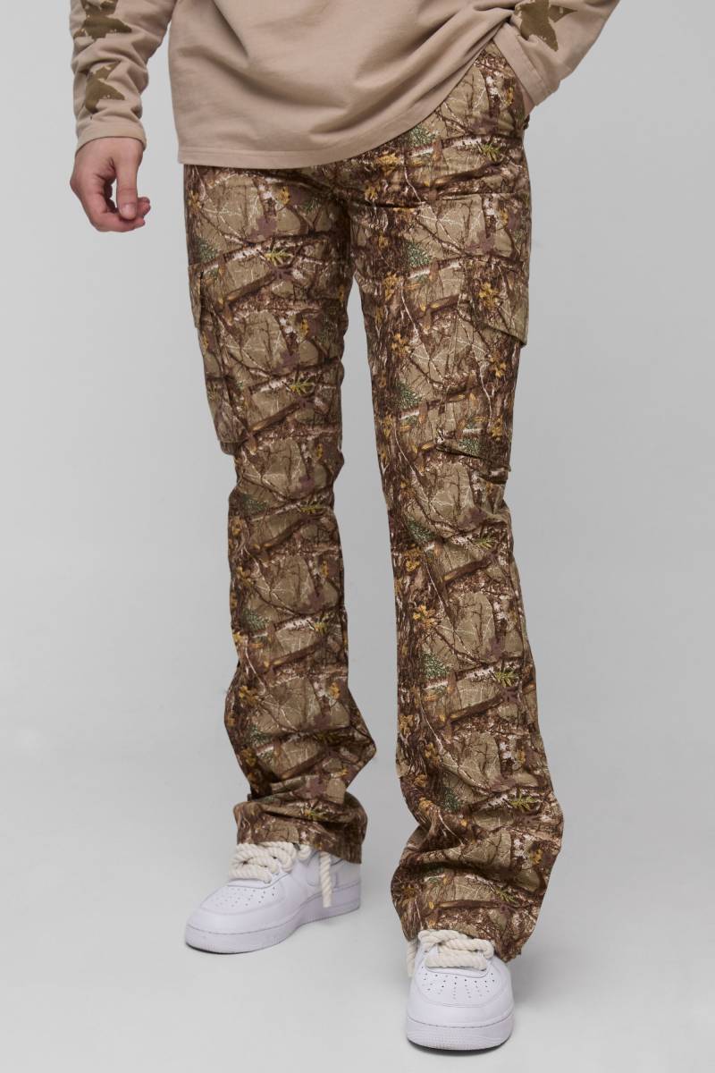 Tall Camouflage Cargo-Hose mit Reißverschluss - Khaki - 36, Khaki von boohooman