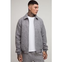 Tall Bomberjacke in Wolloptik mit Kragen - Grau - M, Grau von boohooman