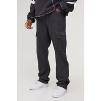 Tall gerade Cargo-Jeans mit Reißverschluss-Saum - Grau - 40, Grau von boohooman