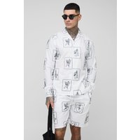 Tall besticktes Hemd & lockere Shorts - Weiß - M, Weiß Tall besticktes Hemd & lockere Shorts - Weiß - M, Weiß von boohooman