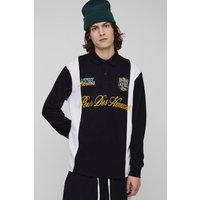 Tall besticktes Rugby-Poloshirt - Schwarz - M, Schwarz Tall besticktes Rugby-Poloshirt - Schwarz - M, Schwarz von boohooman