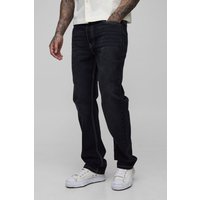 Tall gerade Jeans mit Kontrast-Naht - Schwarz - 32, Schwarz von boohooman