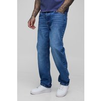 Tall gerade Jeans mit Kontrast-Naht - mid wash - 32, mid wash von boohooman