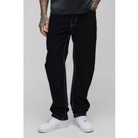 Tall gerade Jeans mit Kontrast-Naht von boohooman