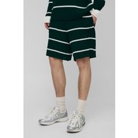 Tall gestreifte Strick-Shorts von boohooman