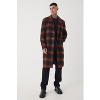 Tall karierter Oversize Mantel in Braun - XL, Braun von boohooman