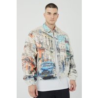 Tall kastige Twill Harrington-Jacke von boohooman