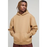 Tall kastiger Oversize Basic Hoodie - Taupe - L, Taupe von boohooman