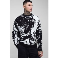 Tall kastiger Oversize Strickpullover mit Renaissance-Print von boohooman