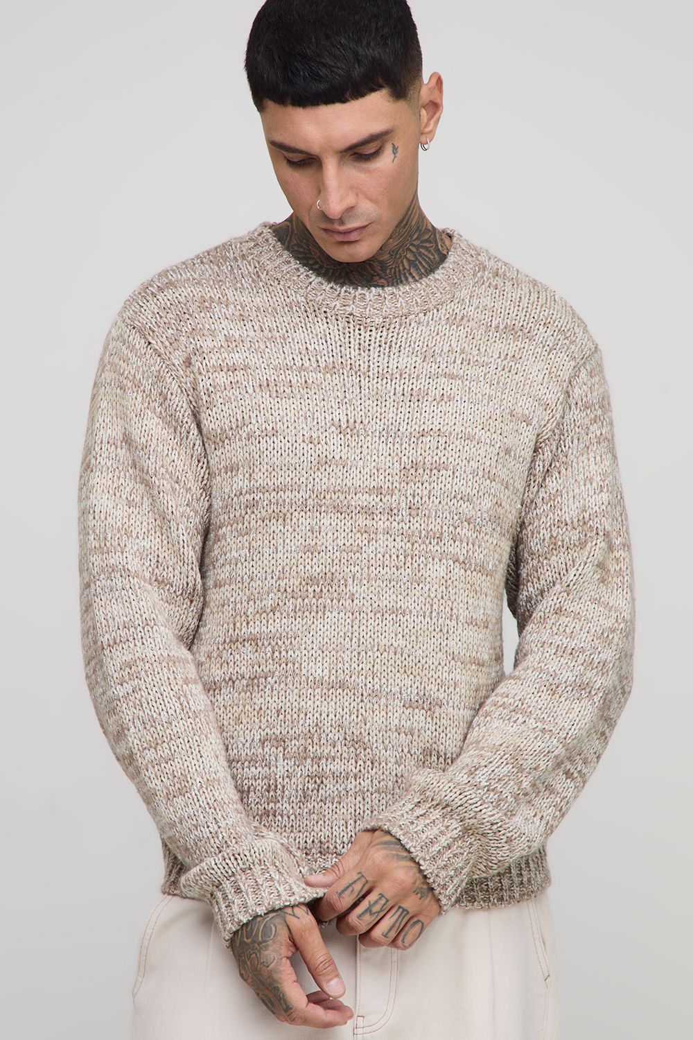 Tall kastiger Oversize Strickpullover von boohooman