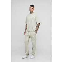 Tall kastiges Oversize T-Shirt und Slim-Fit Jogginghose von boohooman