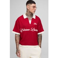 Tall kastiges geripptes Oversize Man Poloshirt von boohooman