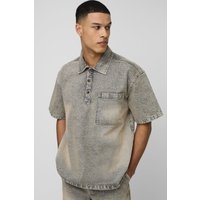 Tall kurzärmliges Oversize Rugby-Hemd - Ecru - XL, Ecru Tall kurzärmliges Oversize Rugby-Hemd - Ecru - XL, Ecru von boohooman