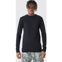 Tall langärmliges Muscle-Fit T-Shirt - Schwarz - M, Schwarz Tall langärmliges Muscle-Fit T-Shirt - Schwarz - M, Schwarz von boohooman