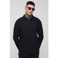 Tall langärmliges Oversize Leinen-Hemd von boohooman