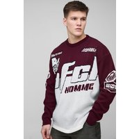 Tall langärmliges Oversize Moto T-Shirt - Burgund - M, Burgund Tall langärmliges Oversize Moto T-Shirt - Burgund - M, Burgund von boohooman