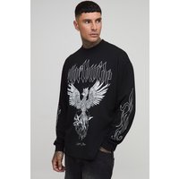 Tall langärmliges Oversize T-Shirt mit Worldwide Gothic Print von boohooman