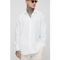 Tall langärmliges Super Oversize Hemd in Leinenoptik - Weiß - 2XL, Weiß von boohooman