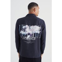 Tall langärmliges Viskose-Hemd mit Einhorn - Schwarz - M, Schwarz Tall langärmliges Viskose-Hemd mit Einhorn - Schwarz - M, Schwarz von boohooman