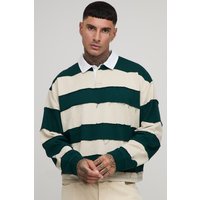 Tall langärmliges kastiges zerrissenes Oversize Rugby-Poloshirt von boohooman