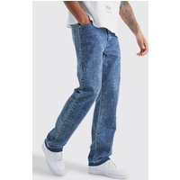 Tall lockere Jeans mit Acid-Waschung - Blau - 30, Blau von boohooman