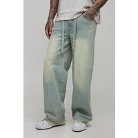Tall lockere Jeans mit Gürtel - Blau - 38, Blau von boohooman