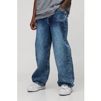 Tall lockere Jeans mit Sternen-Prägung - Blau - 32, Blau von boohooman