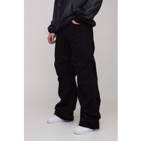 Tall lockere Jeans mit gerafftem Detail - Schwarz - 38, Schwarz von boohooman