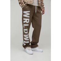 Tall lockere Jogginghose mit Satin-Applikation - Braun - S, Braun von boohooman