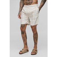 Tall mittellange karierte Badehose von boohooman