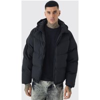 Tall schwarze Man Steppjacke mit Kapuze - M, Schwarz von boohooman