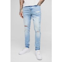 Tall zerrissene gebleichte Skinny Jeans mit Farbspritzern von boohooman