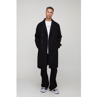 Tall zweirehiger Mantel in Wolloptik - Schwarz - XL, Schwarz von boohooman