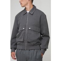 Utility Harrington-Jacke mit Cargo-Tasche - Grau - XS, Grau Utility Harrington-Jacke mit Cargo-Tasche - Grau - XS, Grau von boohooman