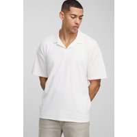 Strukturiertes Oversize Poloshirt - Ecru - XS, Ecru von boohooman