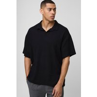 Strukturiertes Oversize Poloshirt - Schwarz - XS, Schwarz Strukturiertes Oversize Poloshirt - Schwarz - XS, Schwarz von boohooman