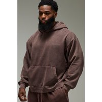 Training Dept Oversized Boxy Washed Hoodie - Braun - L, Braun von boohooman