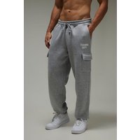 Oversize Cargohose mit Training Dept Print - Grau - M, Grau von boohooman