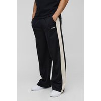 Trikot-Jogginghose mit weitem Bein und Logo - Schwarz - M, Schwarz von boohooman