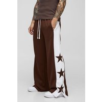 Trikot-Jogginghose mit weitem Bein und geteiltem Saum - Braun - M, Braun von boohooman