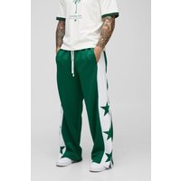 Trikot-Jogginghose mit weitem Bein und geteiltem Saum - Grün - M, Grün von boohooman