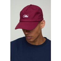 Twill Kappe mit MAN-Stickerei - Burgund - ONE SIZE, Burgund von boohooman