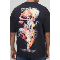 Oversize T-Shirt mit Gothic Man Rosen Print - Schwarz - XS, Schwarz Oversize T-Shirt mit Gothic Man Rosen Print - Schwarz - XS, Schwarz von boohooman