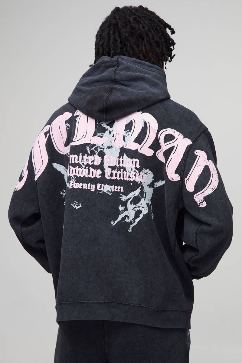 Schwarzer Oversize Official Man Hoodie mit Print - XS, Schwarz von boohooman