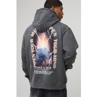 Schwarzer Oversize Hoodie mit Space Print - washed charcoal - XS, washed charcoal Schwarzer Oversize Hoodie mit Space Print - washed charcoal - XS, washed charcoal von boohooman