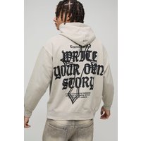 Hoodie mit Text Print - Beige - M, Beige Hoodie mit Text Print - Beige - M, Beige von boohooman