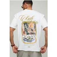 Weißes Oversize T-Shirt mit Club D'Oberteil - XS, Weiß Weißes Oversize T-Shirt mit Club D'Oberteil - XS, Weiß von boohooman